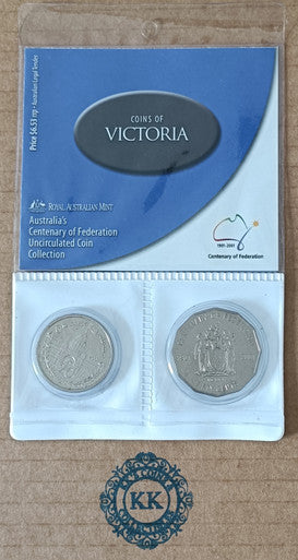 2001 UNCIRCULATED 20 & 50 cent Centenary of Federation 2 Coin Set - Victoria
