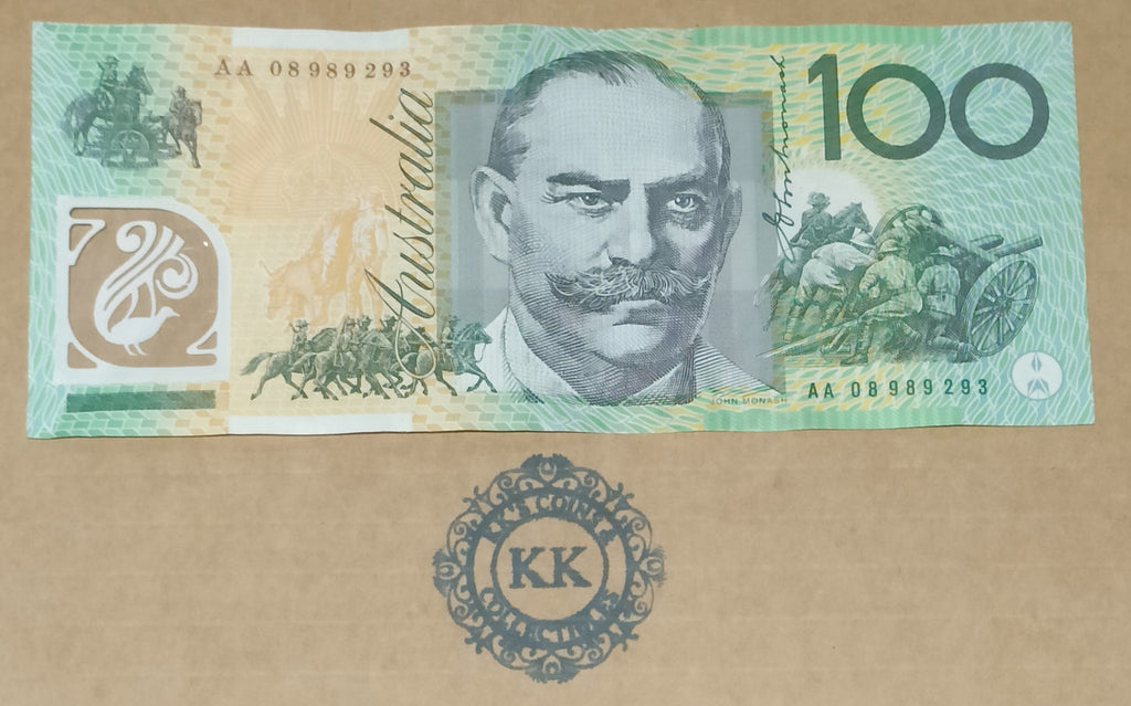 2008 Stevens/Henry $100 First Prefix Banknote AA08 989293