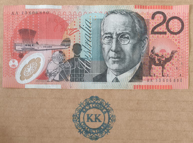 2013 Stevens/Parkinson $20 Banknote First Prefix AA13 606880