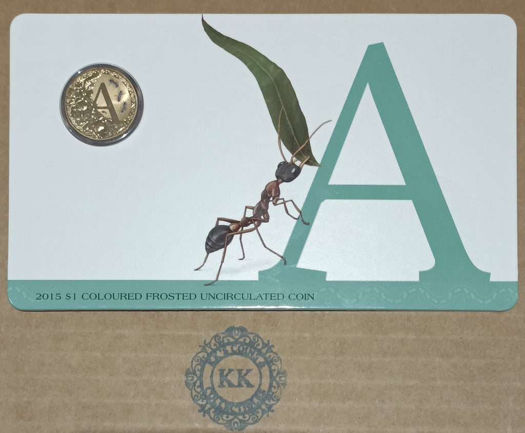 2015 $1 Coloured Frosted Uncirculated Coin Letter "A"