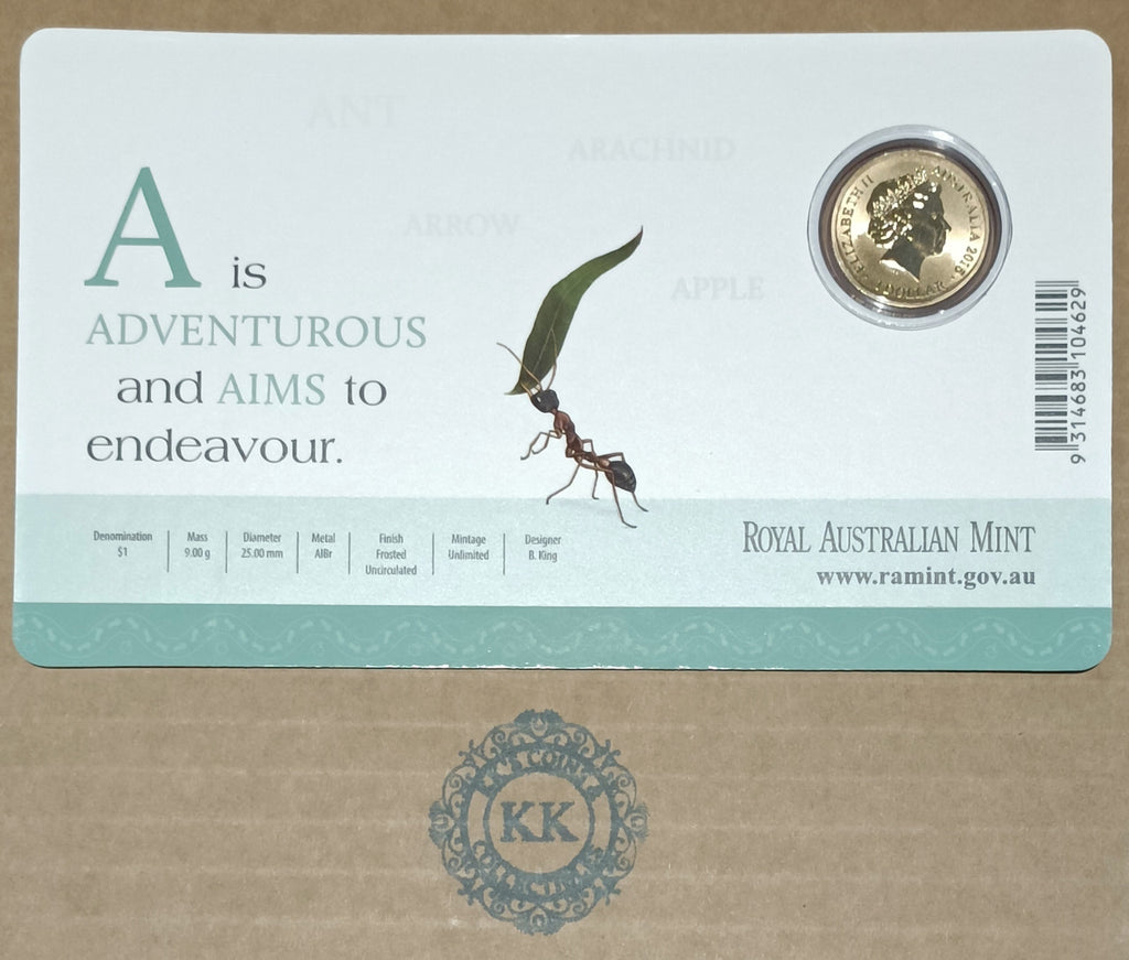 2015 $1 Coloured Frosted Uncirculated Coin Letter "A"
