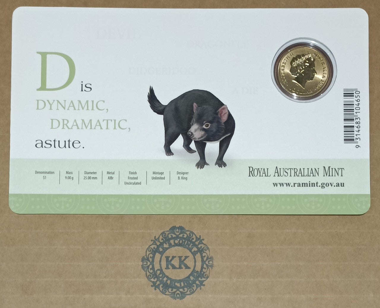 2015 $1 Coloured Frosted Uncirculated Coin Letter "D"