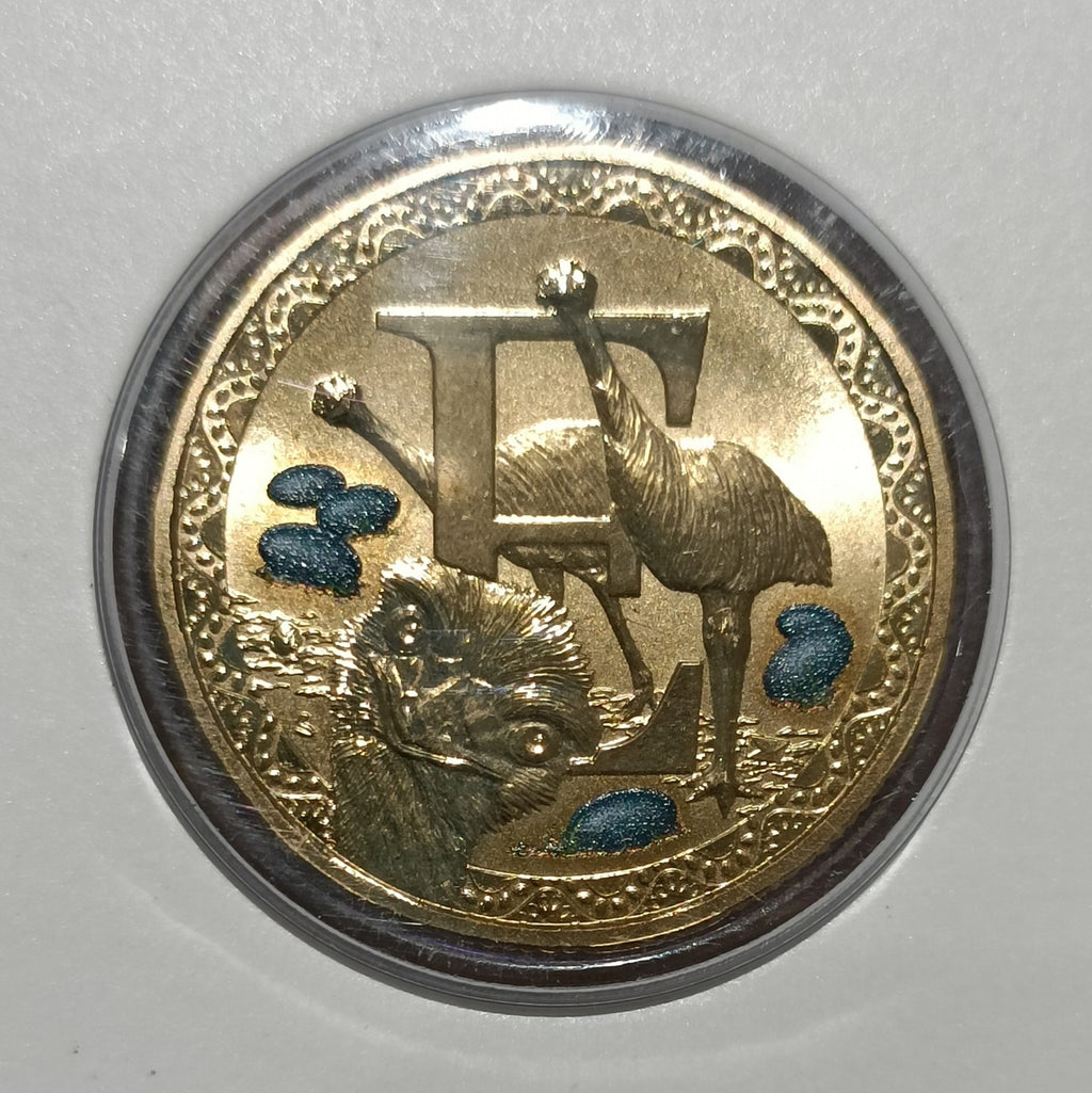 2015 $1 Coloured Frosted Uncirculated Coin Letter "E"