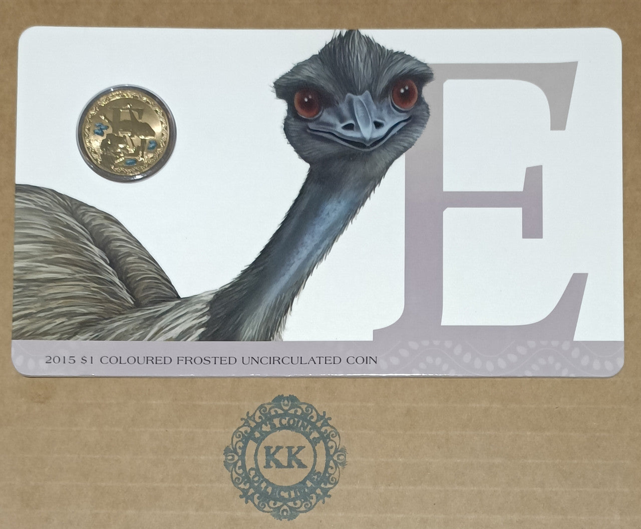 2015 $1 Coloured Frosted Uncirculated Coin Letter "E"