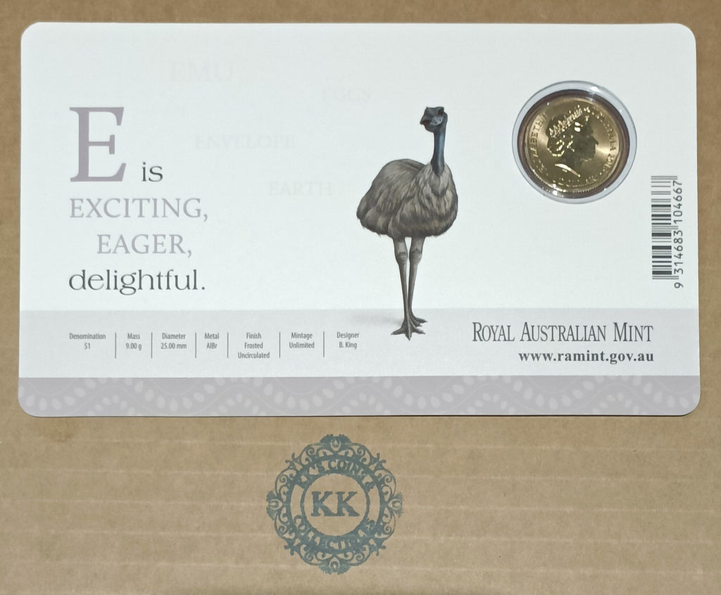 2015 $1 Coloured Frosted Uncirculated Coin Letter "E"