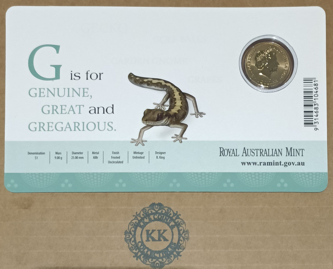 2015 $1 Coloured Frosted Uncirculated Coin Letter "G"