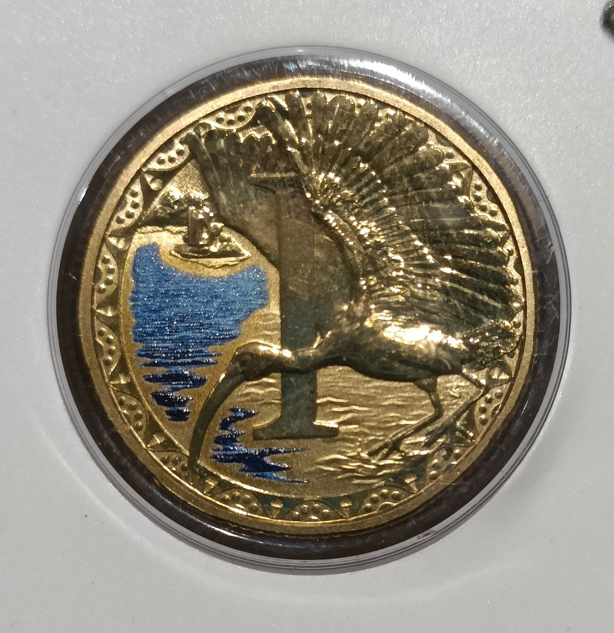 2015 $1 Coloured Frosted Uncirculated Coin Letter "I"
