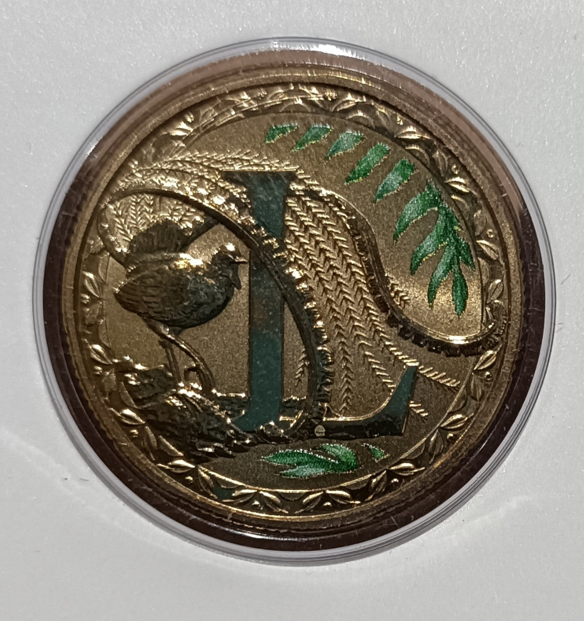 2015 $1 Coloured Frosted Uncirculated Coin Letter "L"
