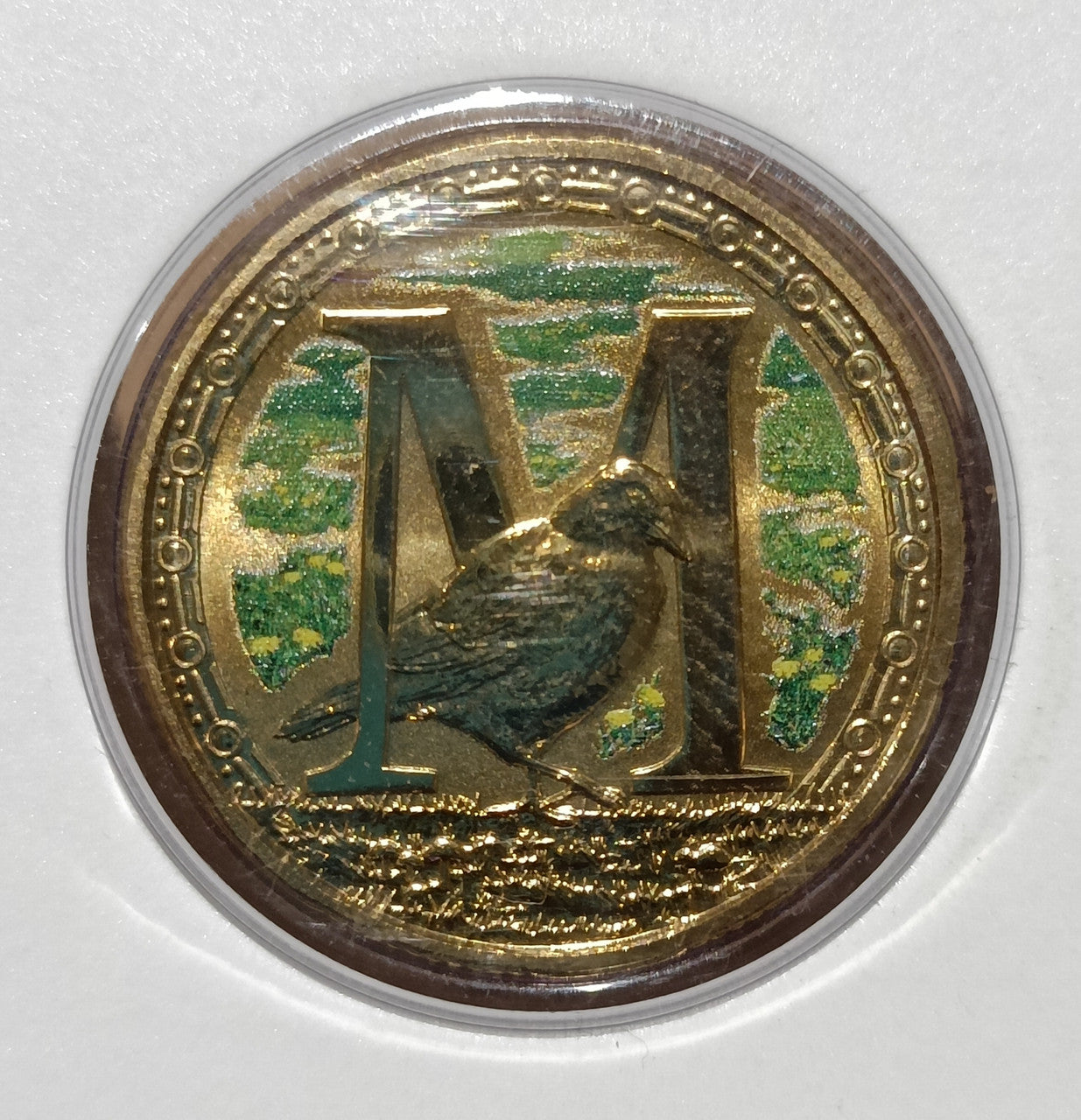 2015 $1 Coloured Frosted Uncirculated Coin Letter "M"