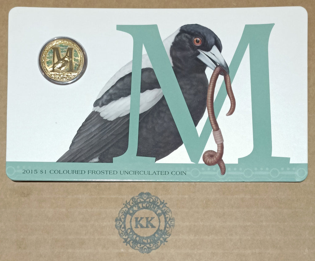 2015 $1 Coloured Frosted Uncirculated Coin Letter "M"