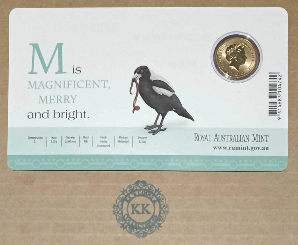 2015 $1 Coloured Frosted Uncirculated Coin Letter "M"