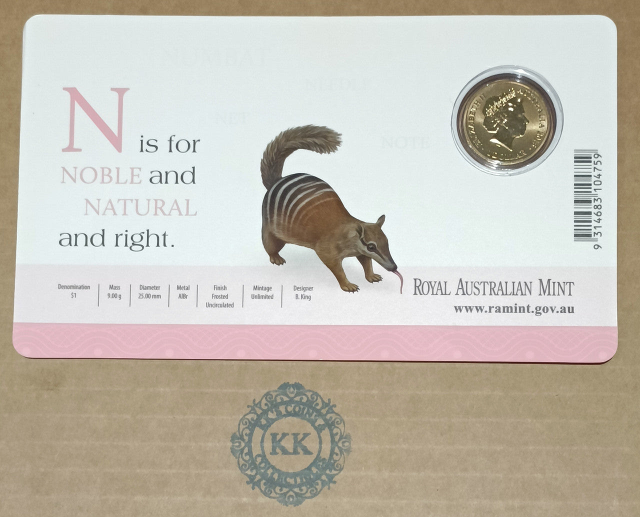 2015 $1 Coloured Frosted Uncirculated Coin Letter "N"