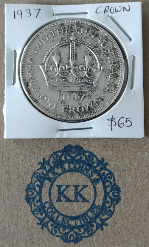 1937 Australia King George VI Crown Silver Coin - 1