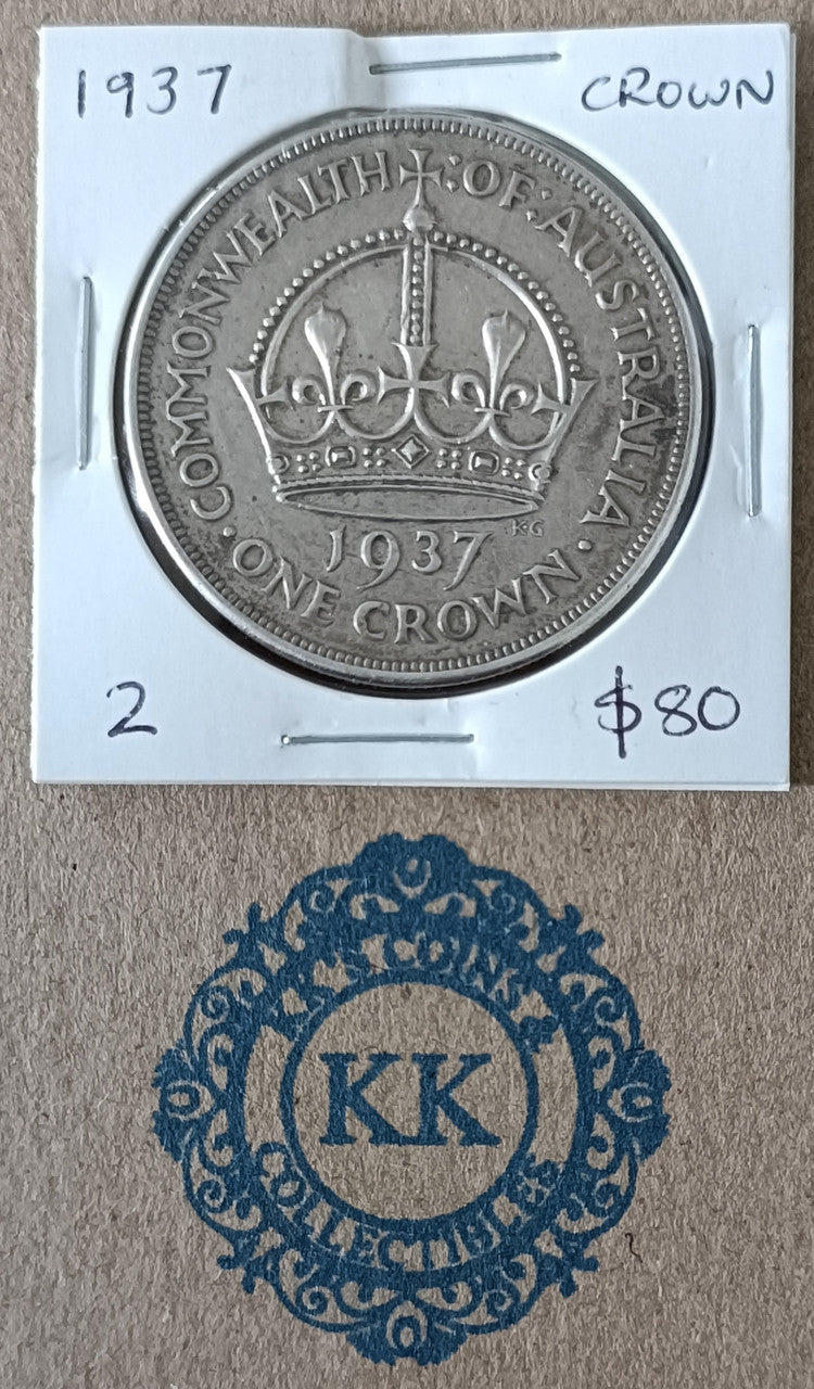 1937 Australia King George VI Crown Silver Coin - 2