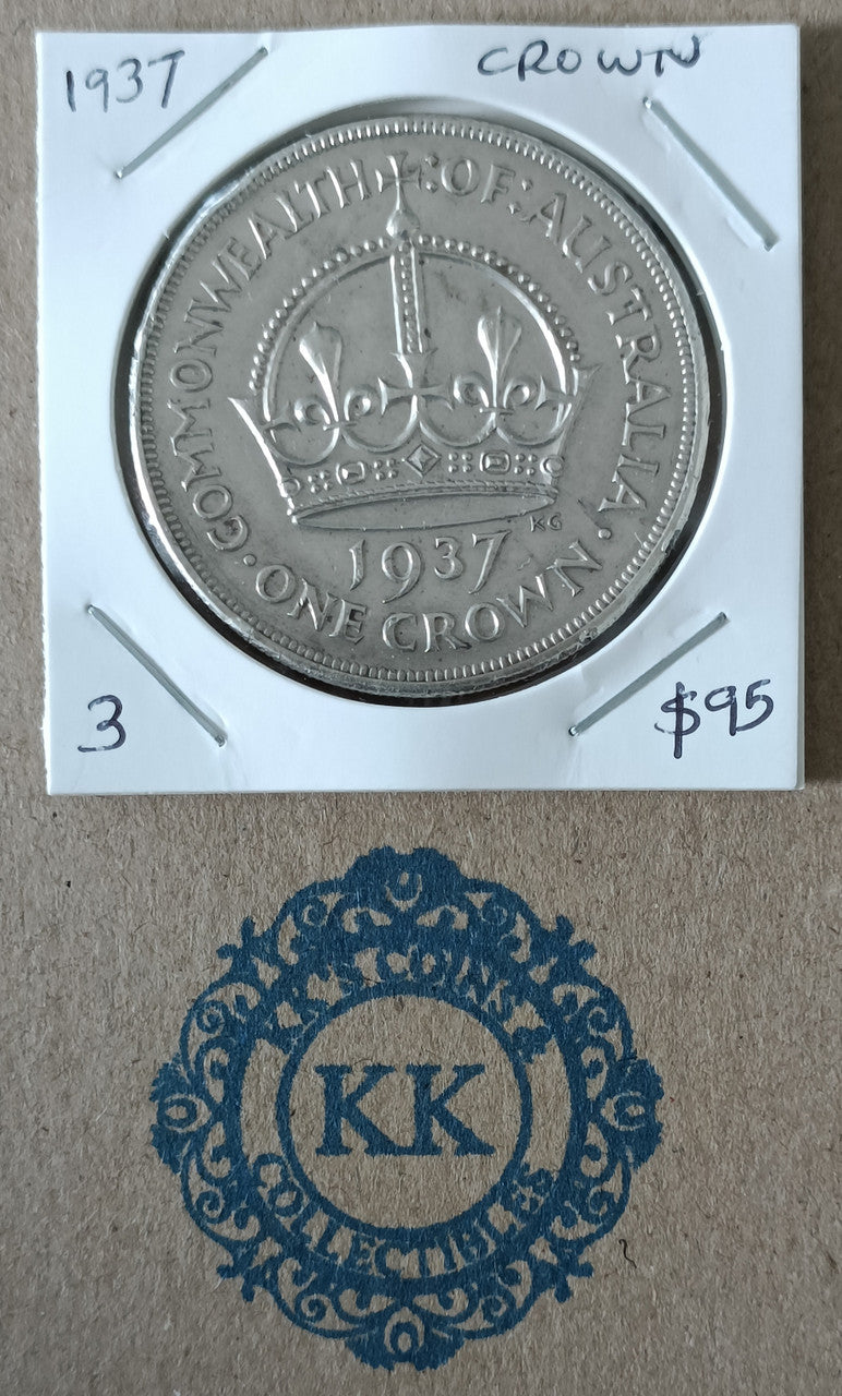 1937 Australia King George VI Crown Silver Coin - 3