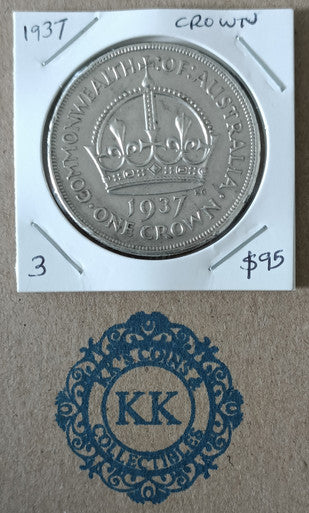 1937 Australia King George VI Crown Silver Coin - 3