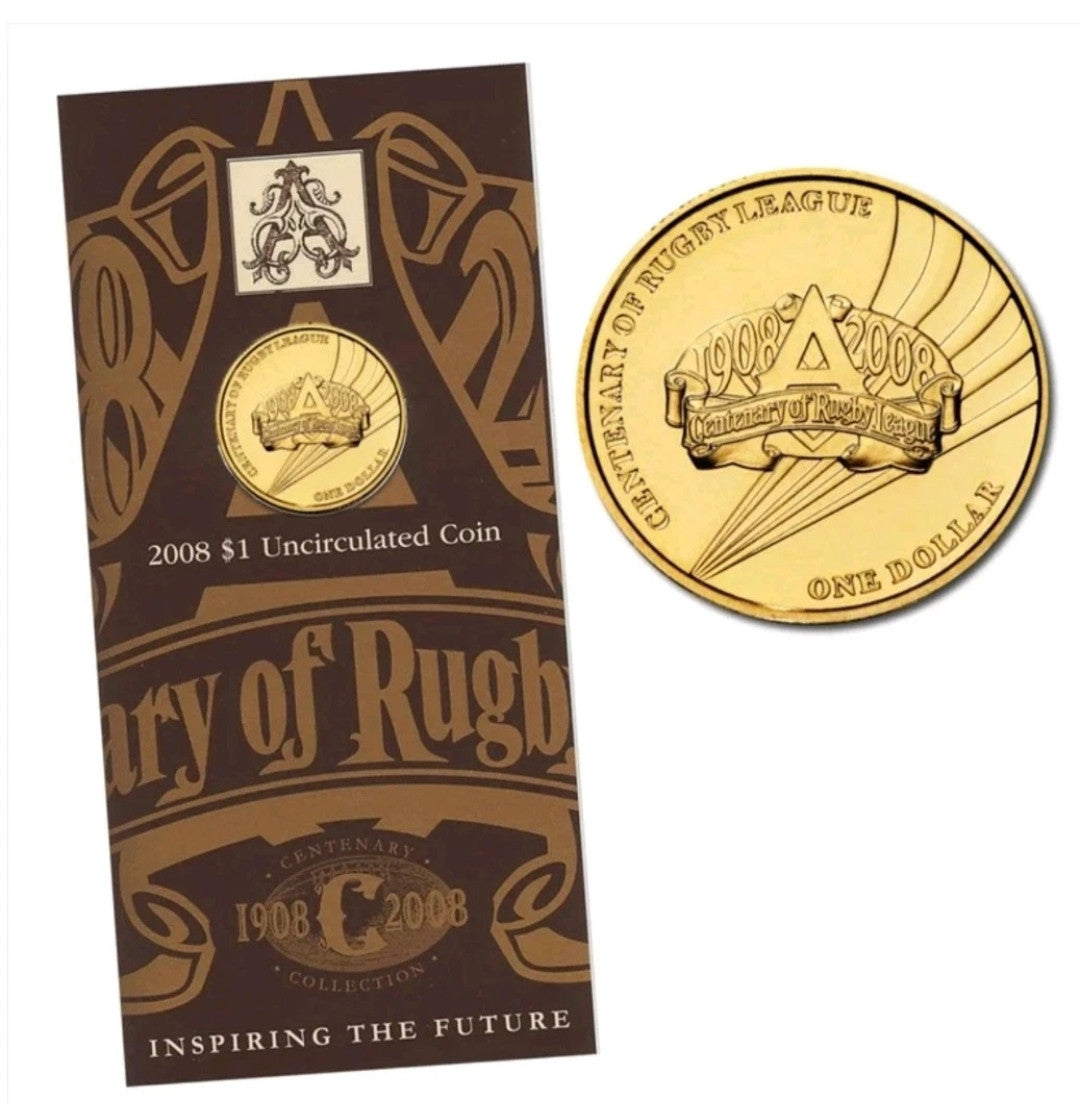 2008 Centenary of Rugby  $1 Uncirculated Coin Royal Australian Mint