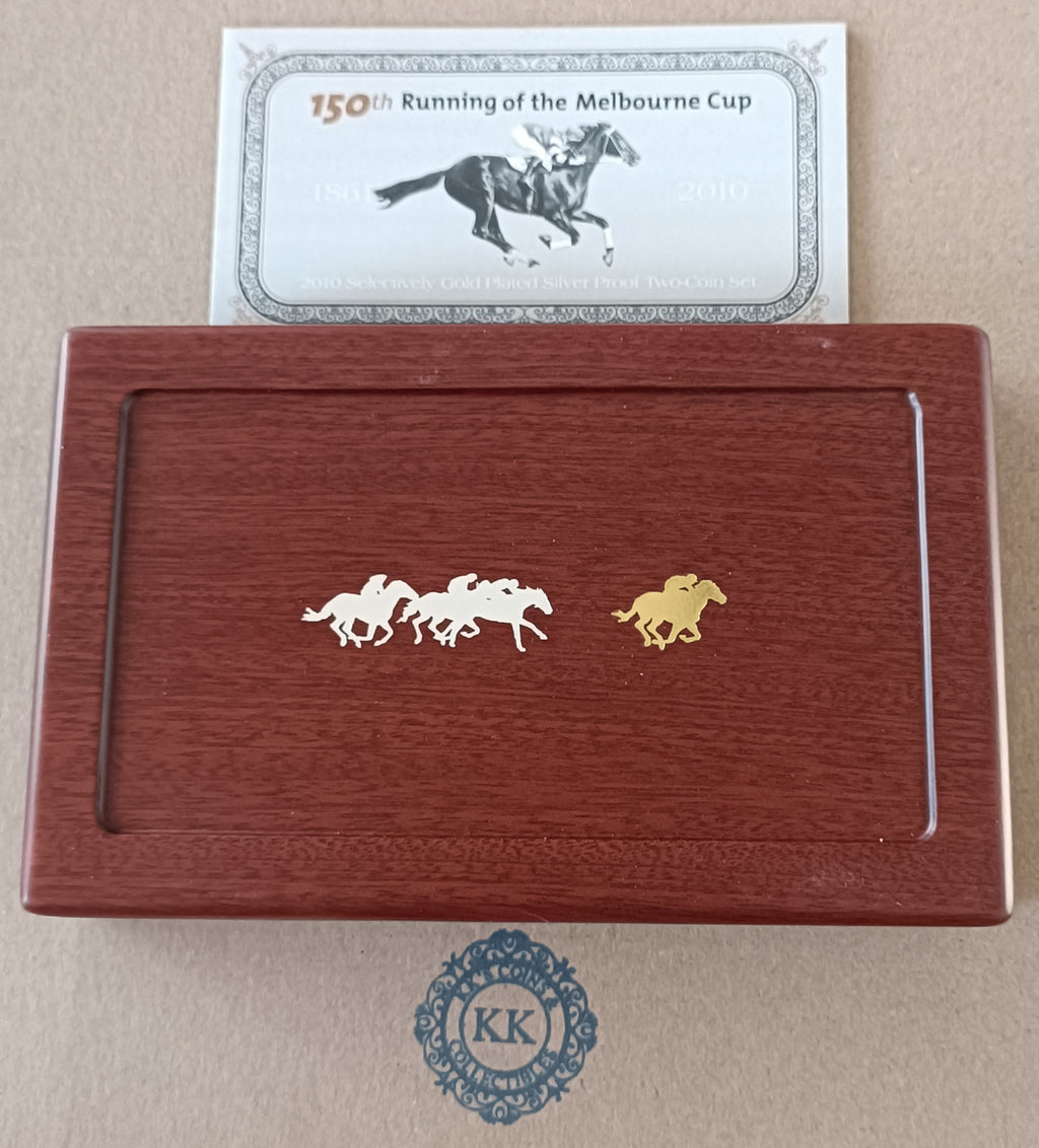 2010 150th Running of the Melbourne Cup Selectively Gold Plated 50c Silver Proof Two Coin Set