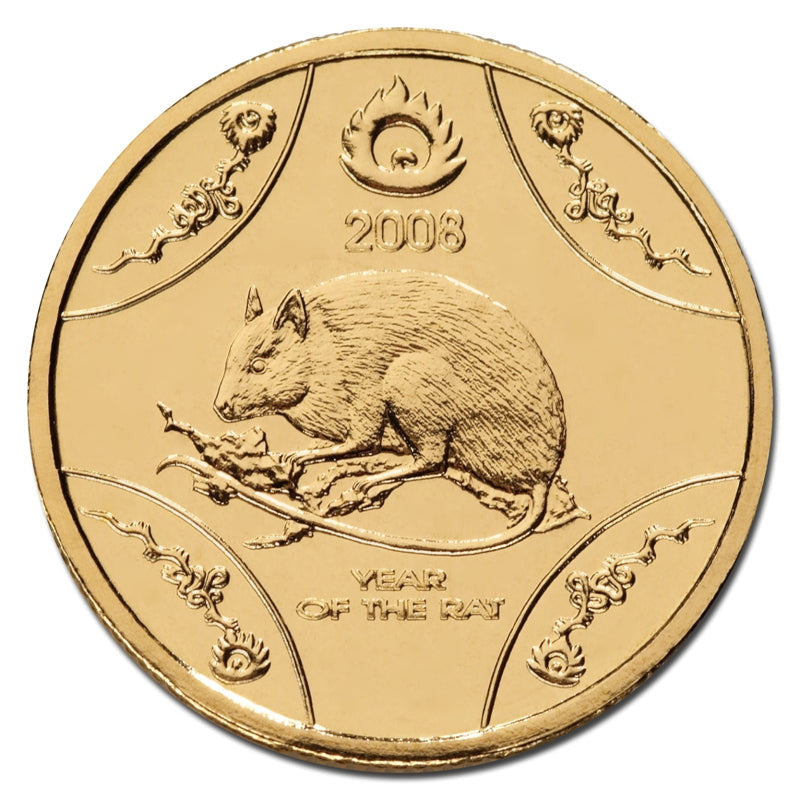 2008 Year of the Rat $1 Al/Bronze UNC Coin