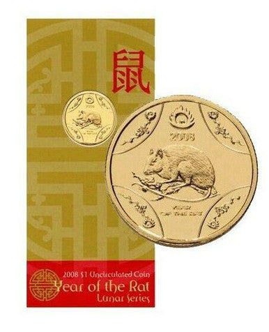 2008 Year of the Rat $1 Al/Bronze UNC Coin