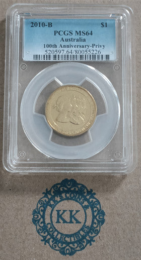 2010 $1 100 Years of Australian Coinage - "B" Privy PCGS MS64