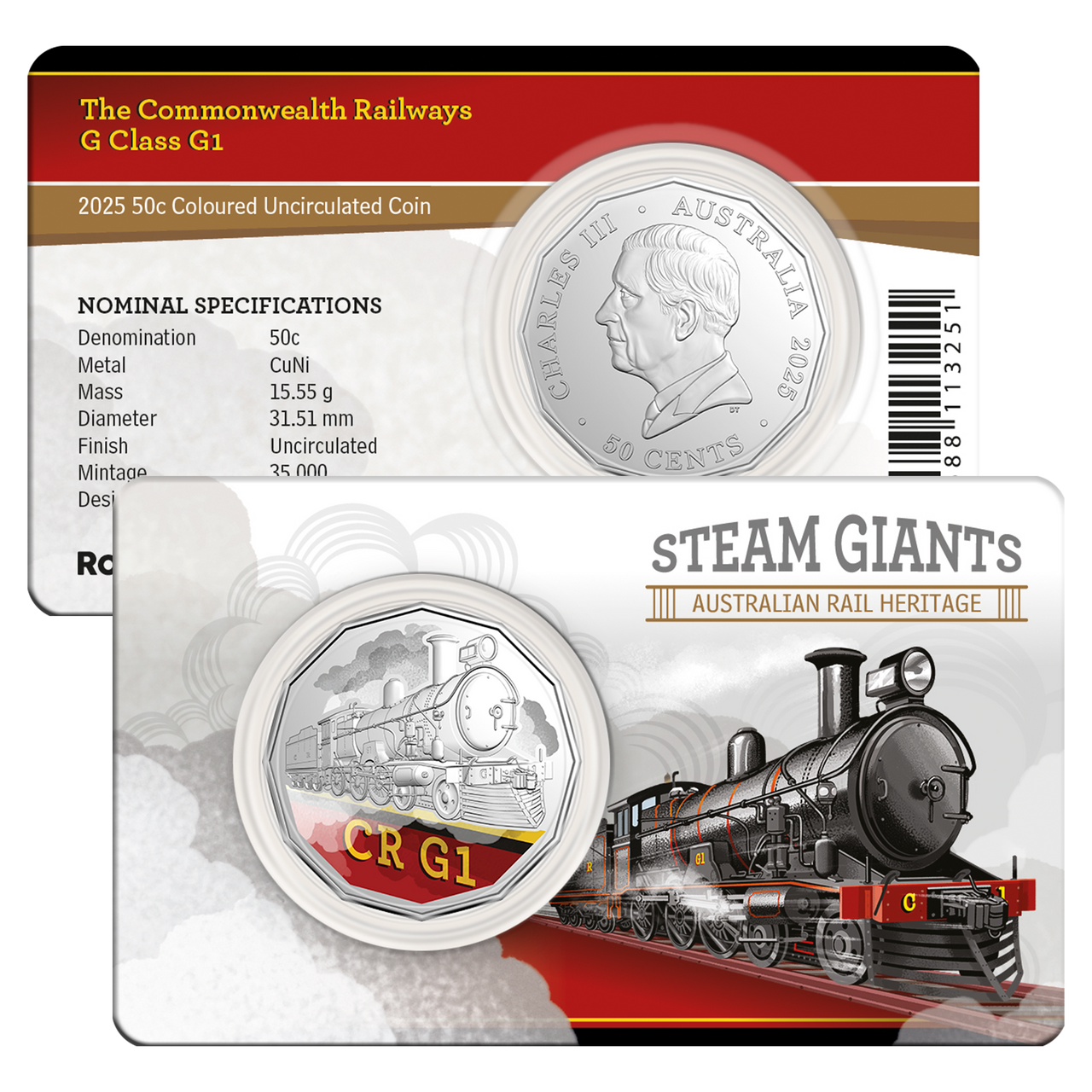 2025 50 Cents Steam Giants 7 Coin set