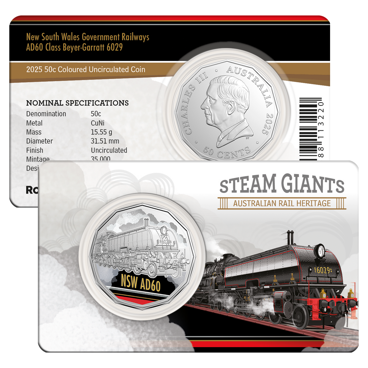 2025 50 Cents Steam Giants 7 Coin set