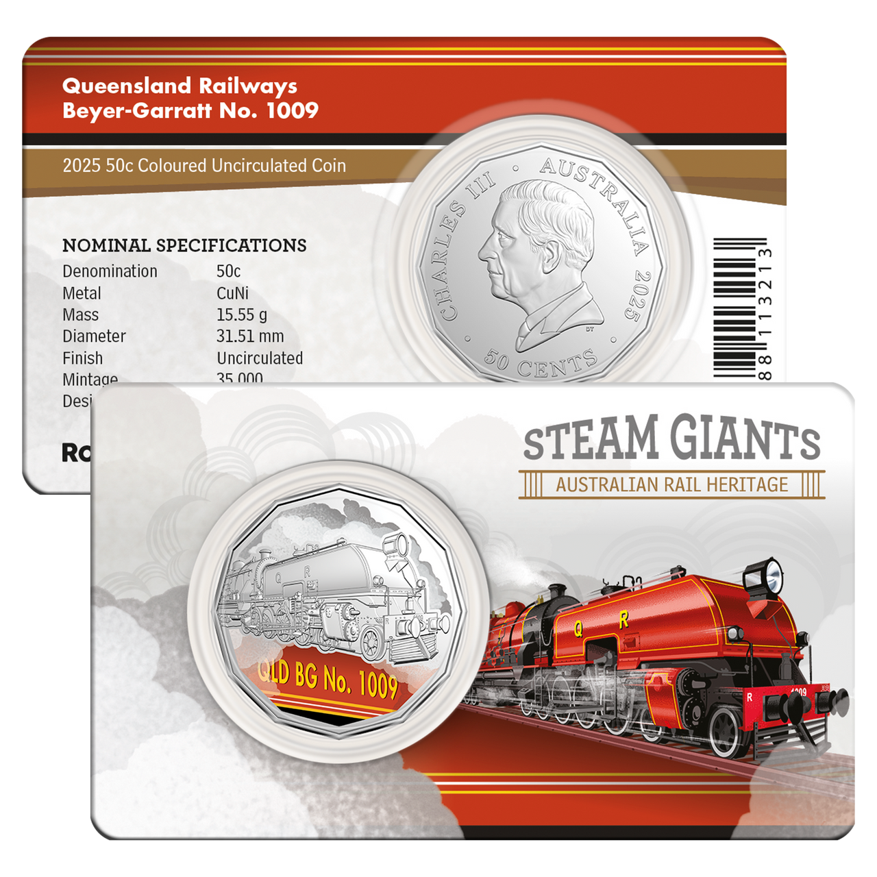 2025 50 Cents Steam Giants 7 Coin set