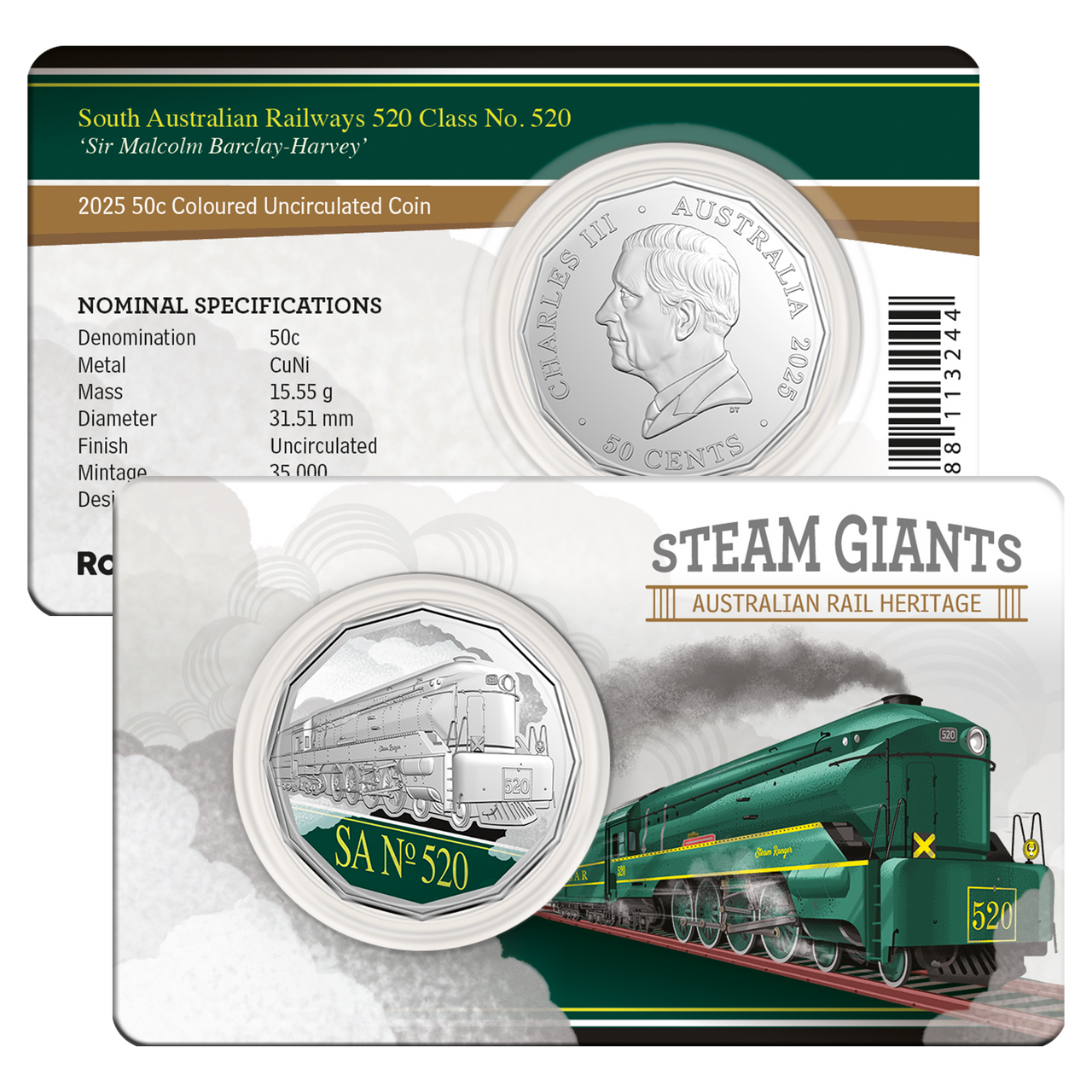 2025 50 Cents Steam Giants 7 Coin set