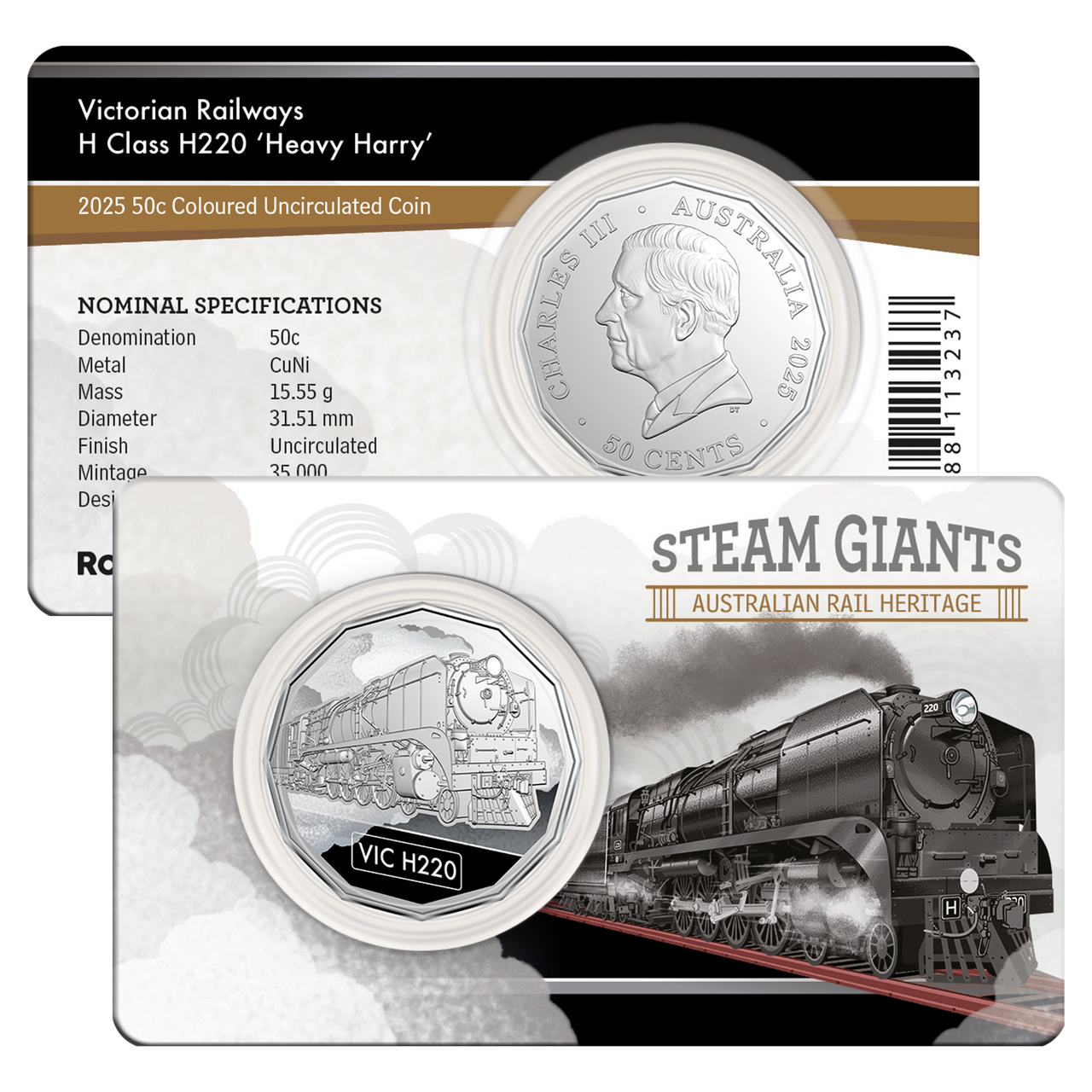 2025 50 Cents Steam Giants 7 Coin set