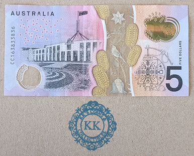 2016 Australia $5 8 Digit RADAR Banknote CC1 63833836