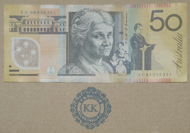 2008 Australia $50 First Prefix Banknote AA08 999301 High Number