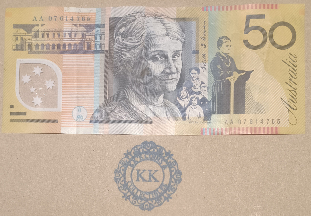 2007 Australia $50 First Prefix Banknote AA07 614765
