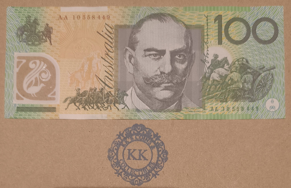 2010 Australia $100 First Prefix Banknote AA10 558449