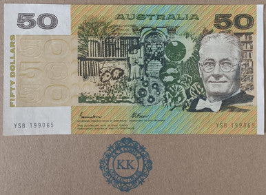 1985 Australia $50 Banknote Johnston Fraser GOTHIC Serial YSB 199065 EF/aUNC