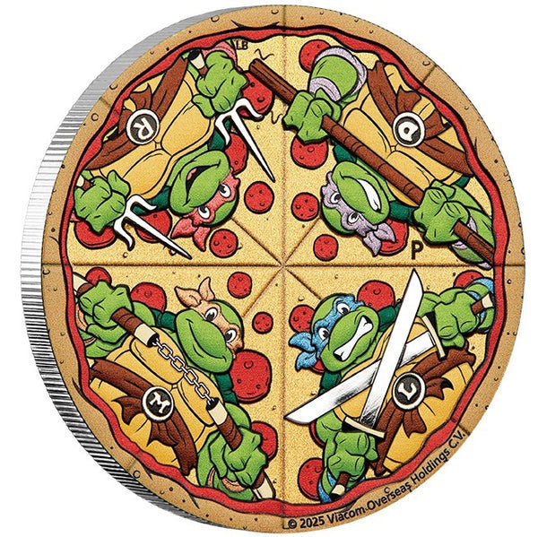 2025 Teenage Mutant Ninja Turtles 2oz Silver Coloured Pizza Coin