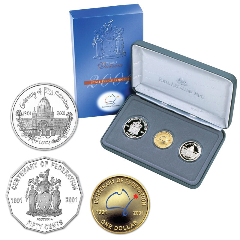 2001 Centenary of Federation VICTORIA 3 Coin Proof Set