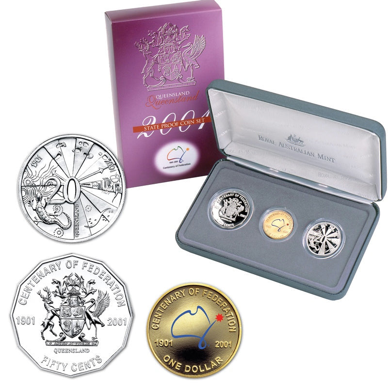 2001 Centenary of Federation QUEENSLAND 3 Coin Proof Set