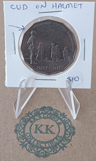 ***ERROR*** 2005 Australian Error Coin - 50 cents Cud on the Helmet
