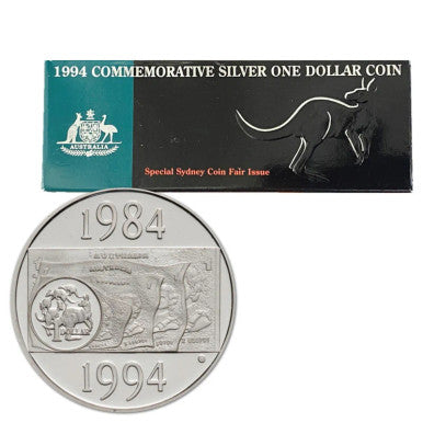 1994 10th Anniversary $1 Silver Proof Sydney Coin Fair Release