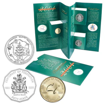 2001 Centenary of Federation $1, 50c and 20c Uncirculated 3 Coin Set - Norfolk Island