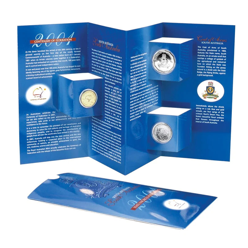 2001 Centenary of Federation $1, 50c and 20c Uncirculated 3 Coin Set - South Australia