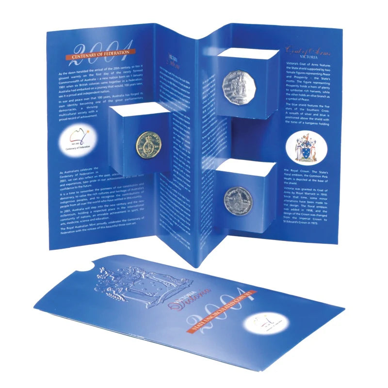2001 Centenary of Federation $1, 50c and 20c Uncirculated 3 Coin Set - Victoria