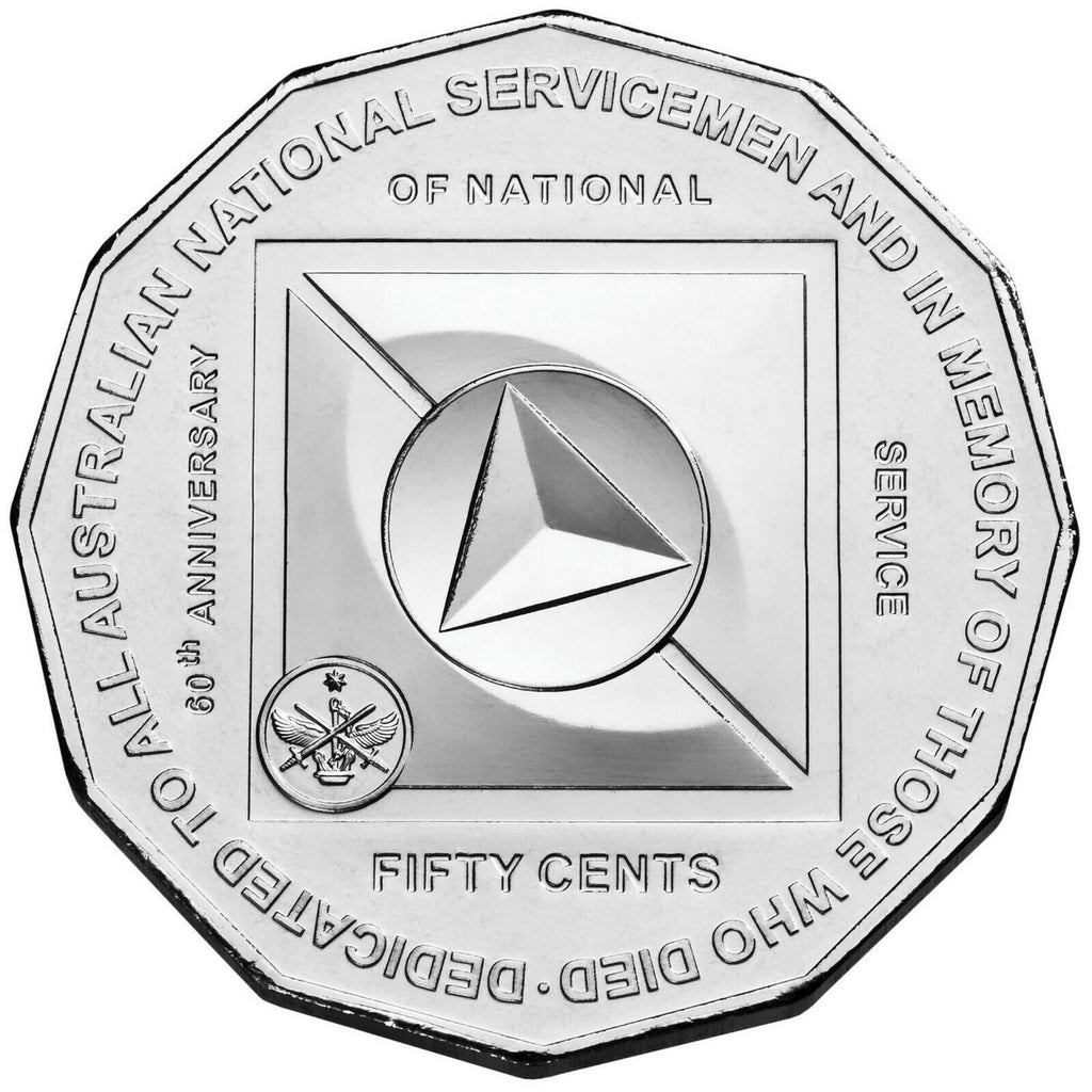2011 60th Anniversary of National Service 50 Cent coin in card