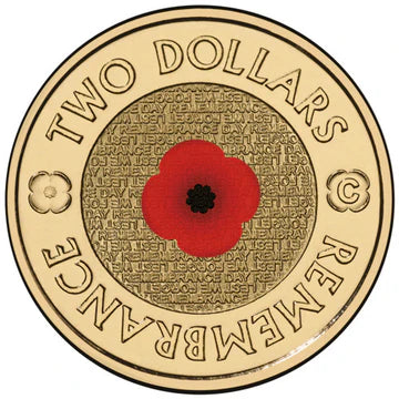 2012 Australia $2 Remembrance Day Red Poppy C Mintmark Coloured Coin PNC