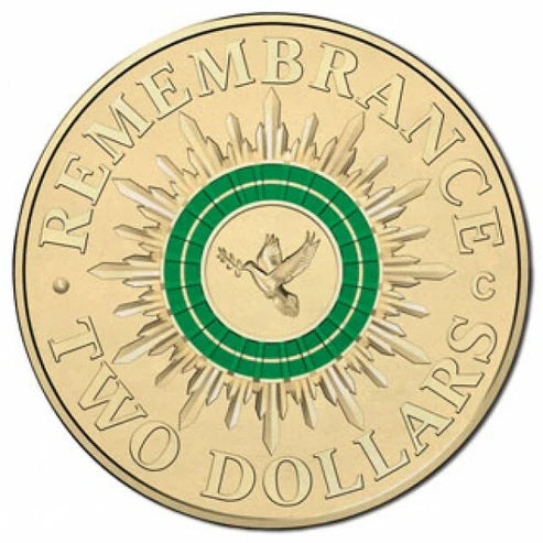 2014 Australia Remembrance Day C Mintmark $2 Dollar coin in Folder - Green Dove