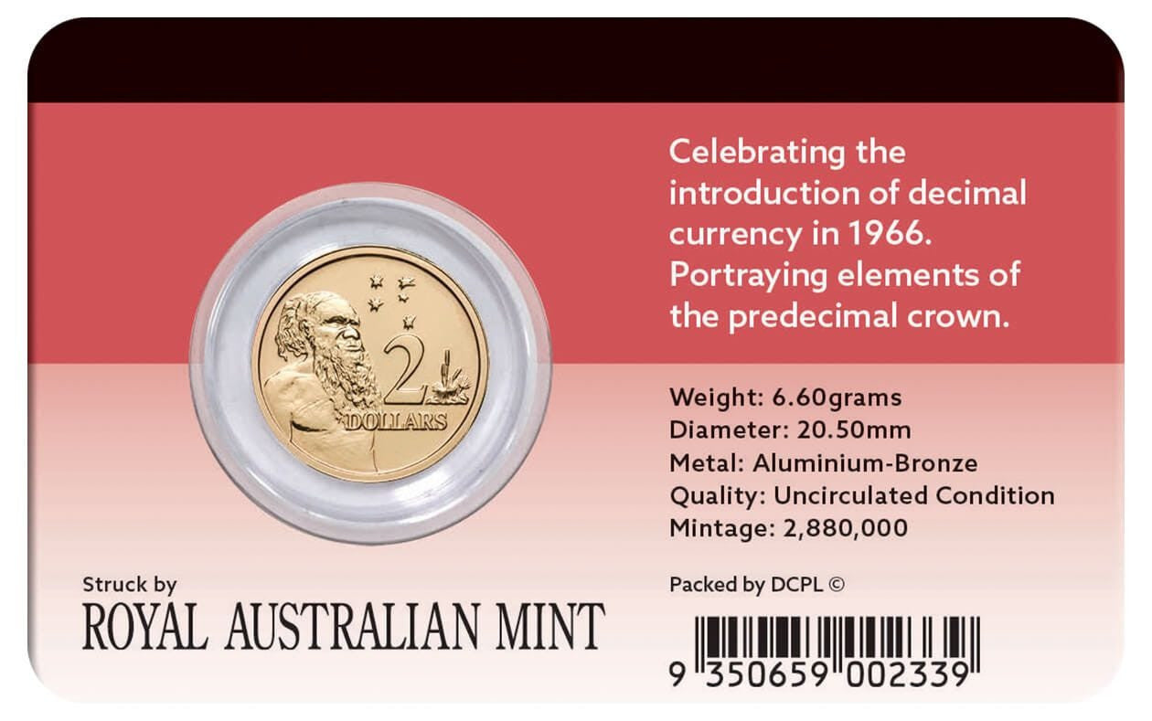 2016 50th Anniversary of Decimal Currency $2 Coin in card