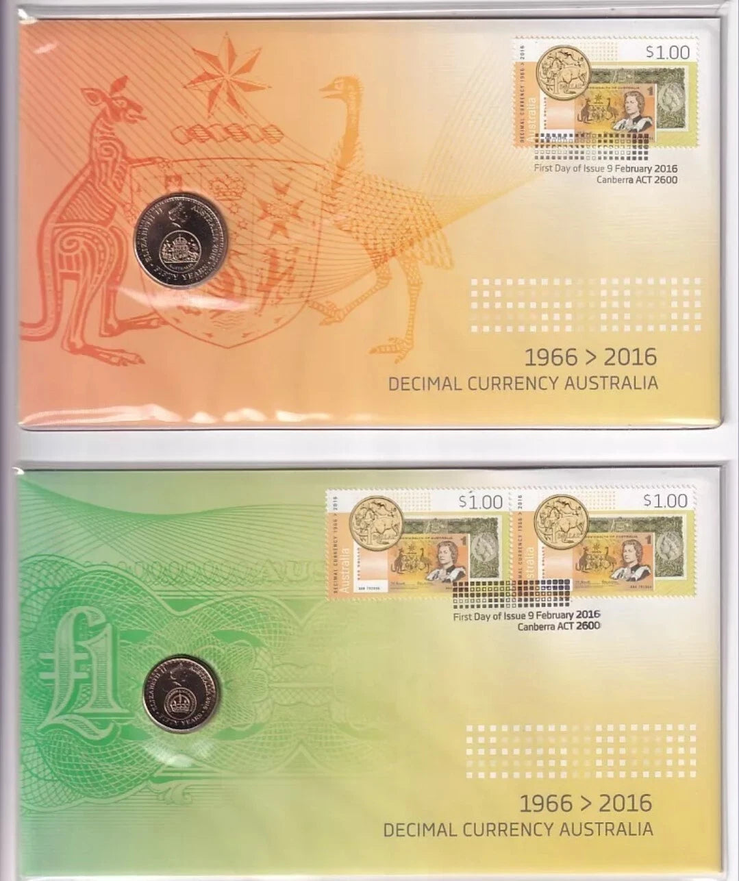 2016 50th Anniversary Decimal Currency Changeover - $1 and $2 PNC