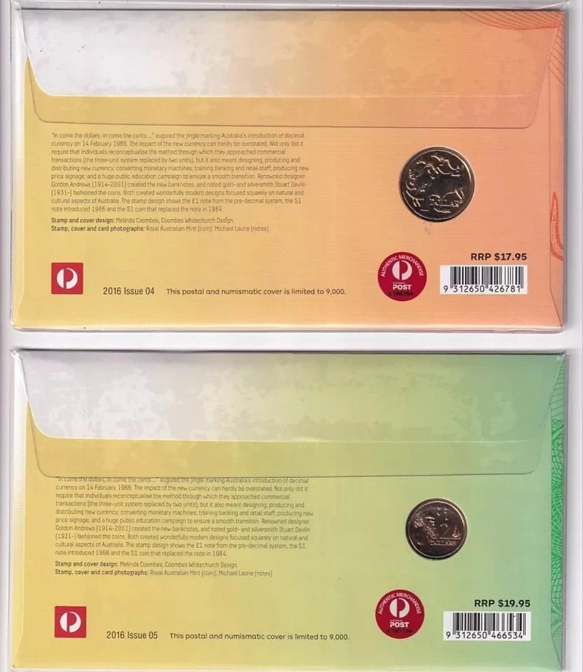 2016 50th Anniversary Decimal Currency Changeover - $1 and $2 PNC