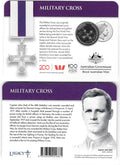 2017 Legends of ANZACs - Military Cross 20 Cent coin in card